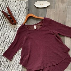 Free People Bon Bon Lace Back 3/4 Sleeve Thermal